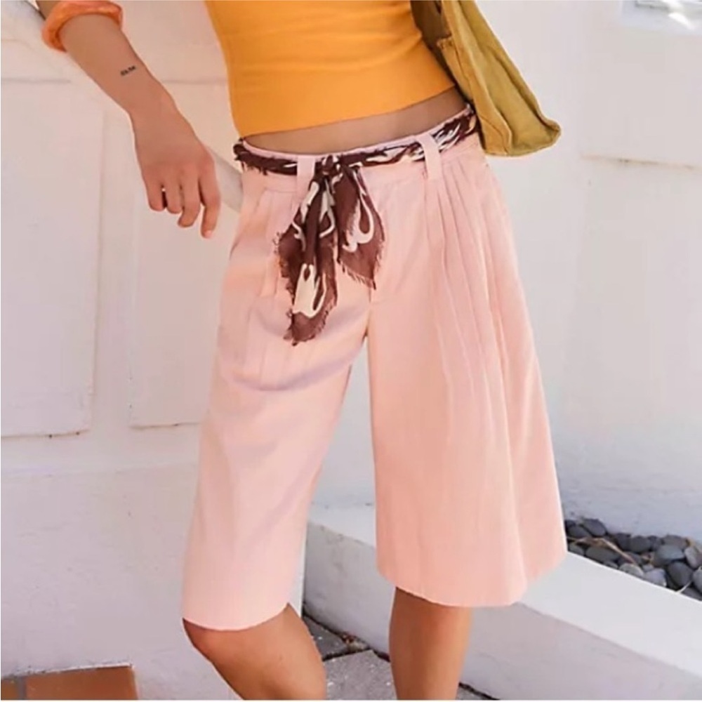 NEW Free People Sadie A-Line Long Pleated Women's Shorts Peach Blush Sz 0 & 4 - Picture 5 of 13
